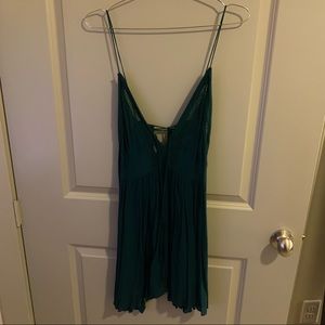FP Boho Green Front Tie Slip Dress